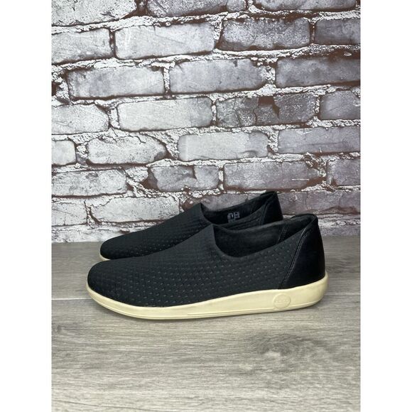 Ecco Danish Black Suede Perforated Slip On Casual Sneakers Women’s 41EU/10.5M US - Picture 1 of 16